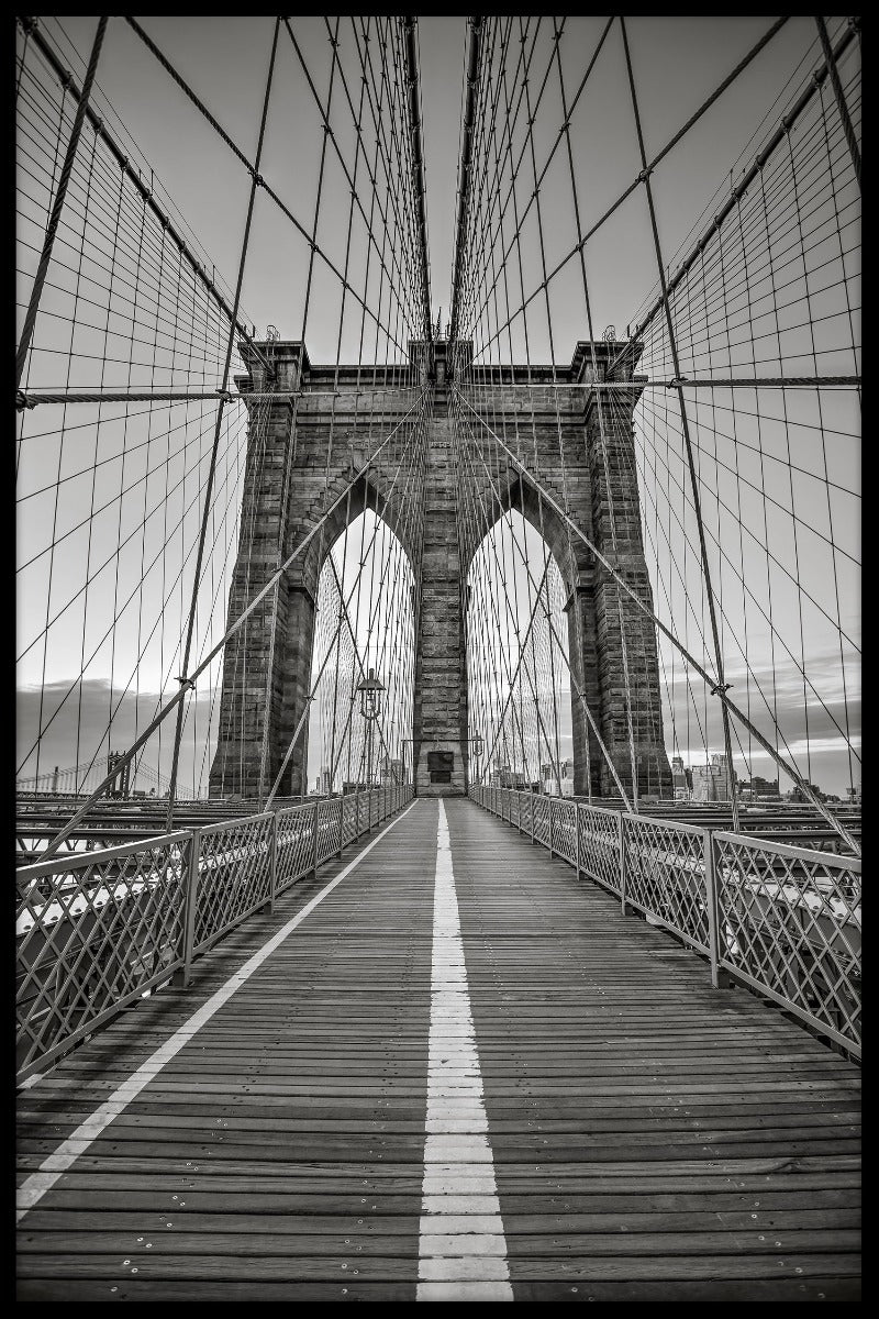 Monochromatische poster van de Brooklyn Bridge