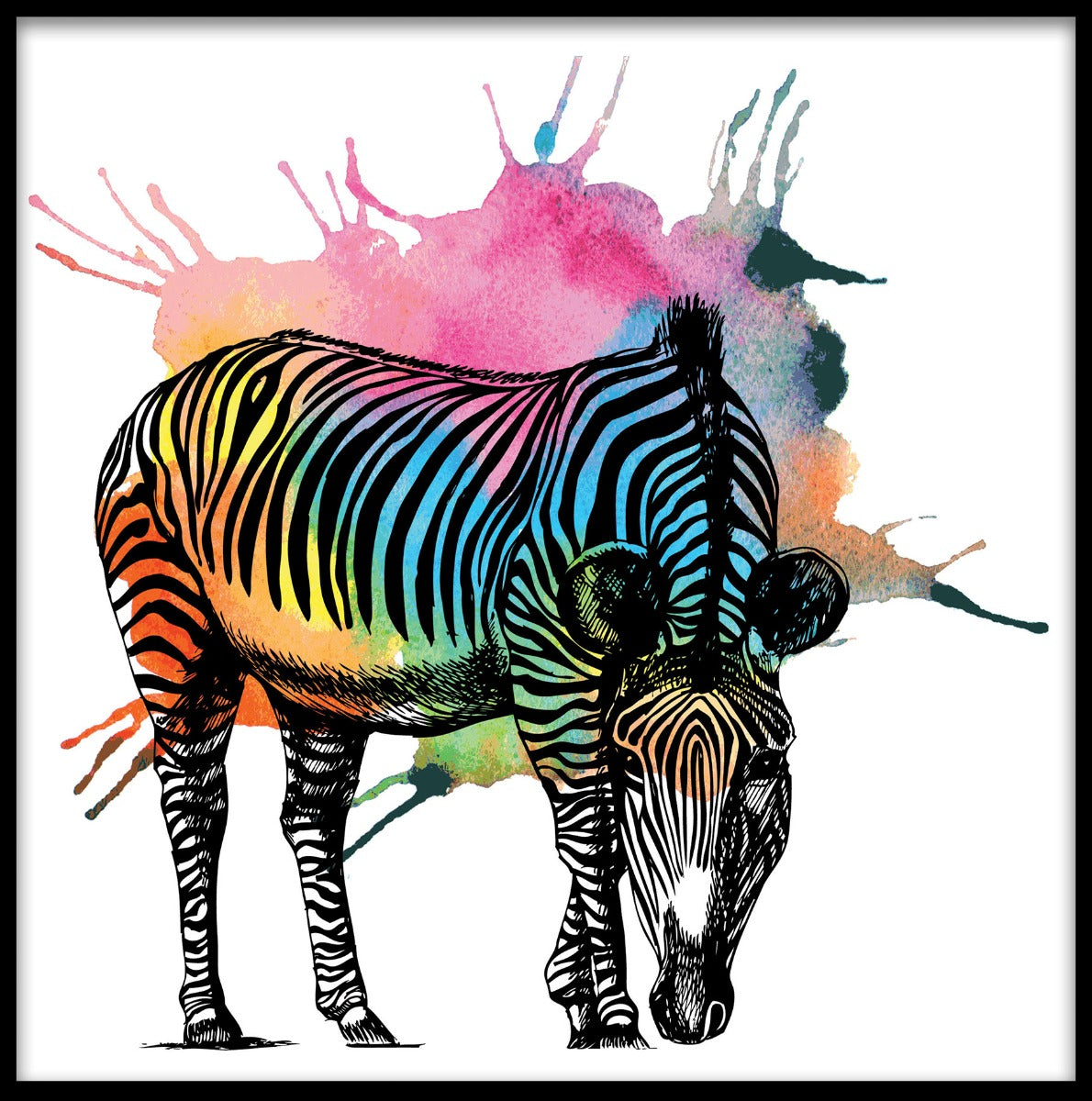 Zebra kleurrijke abstracte poster