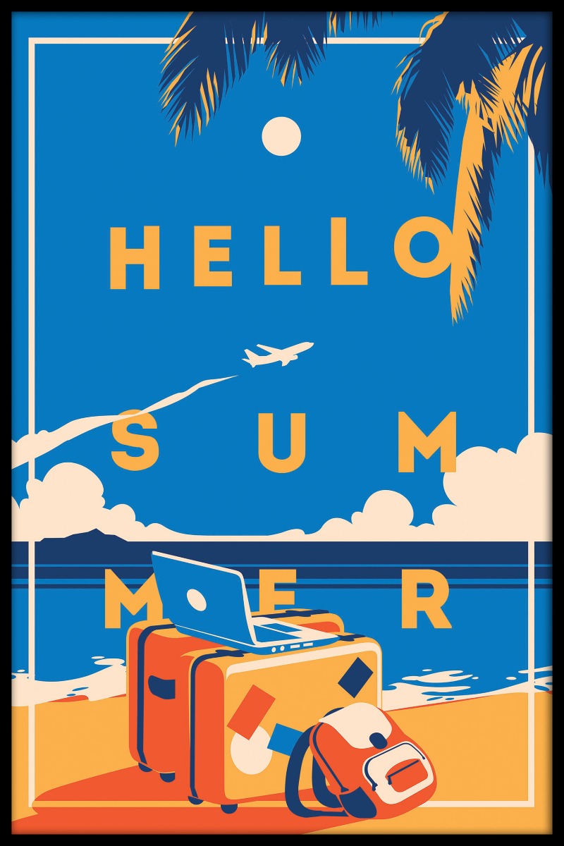 Hallo zomer vintage poster