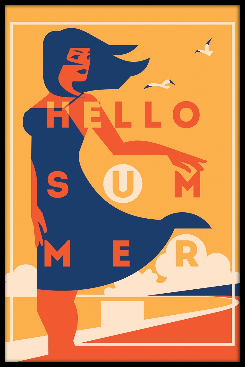 Hallo zomer Vintage N02 poster