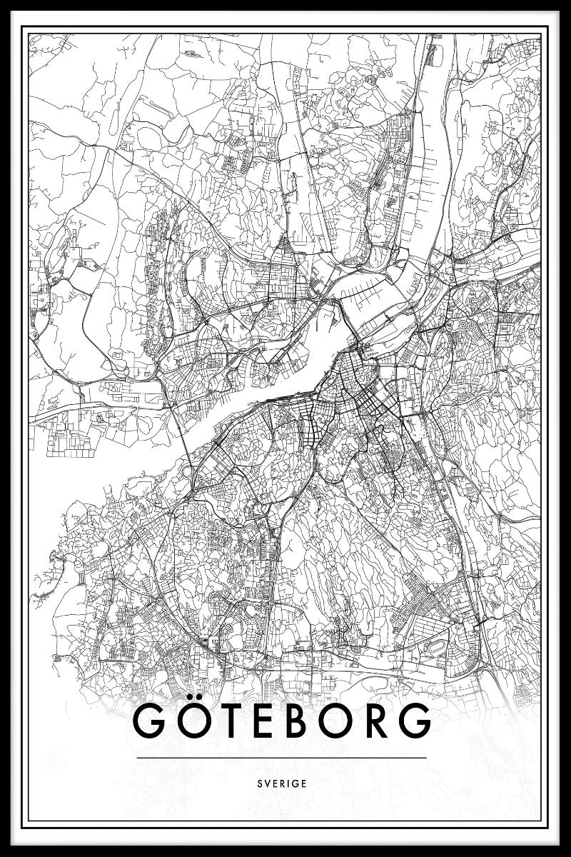 Posters met de kaart van Göteborg