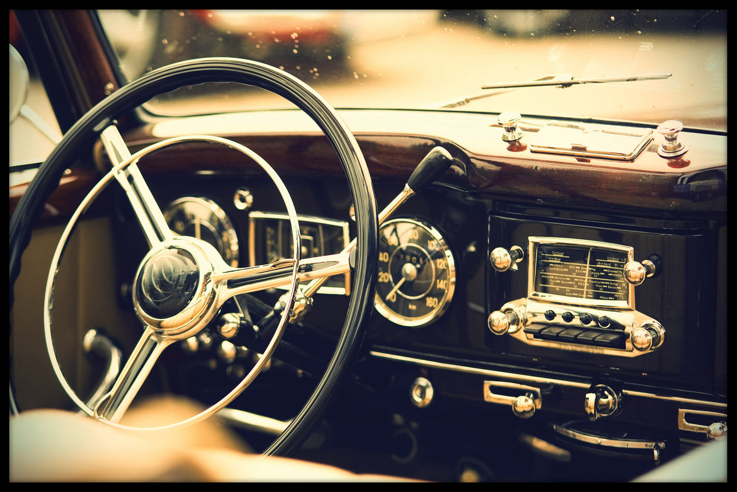 Vintage auto wiel poster