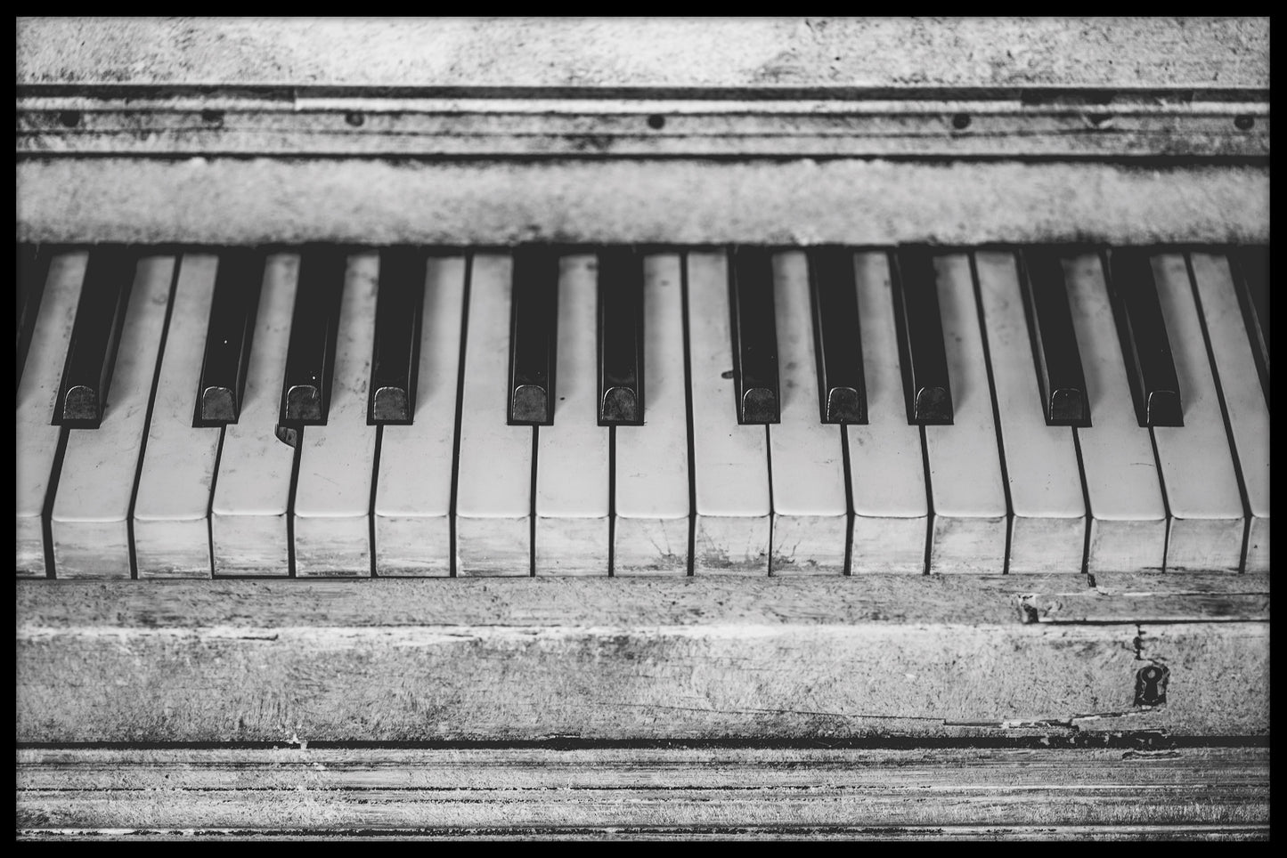 Vintage piano zwart-wit poster