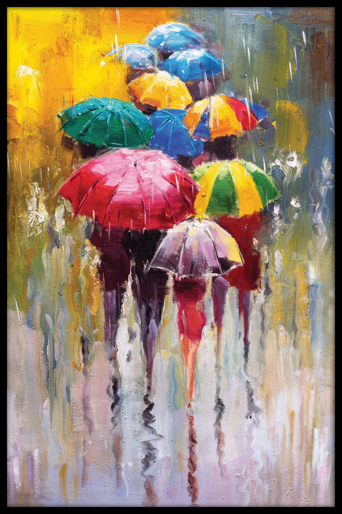 Regenachtige dag schilderij poster