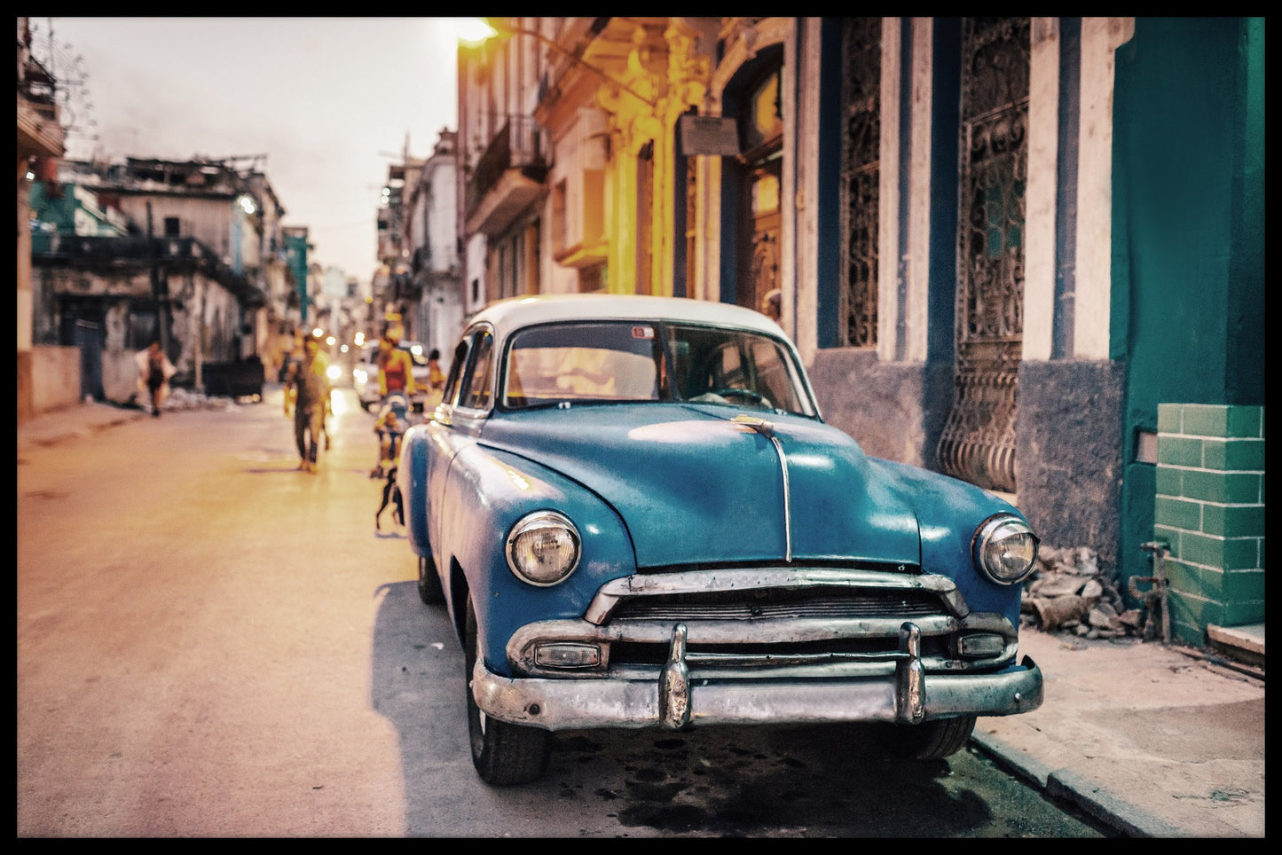 Vintage auto Cuba poster