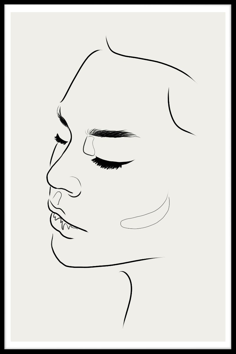 Line Art vrouwelijk gezicht Poster