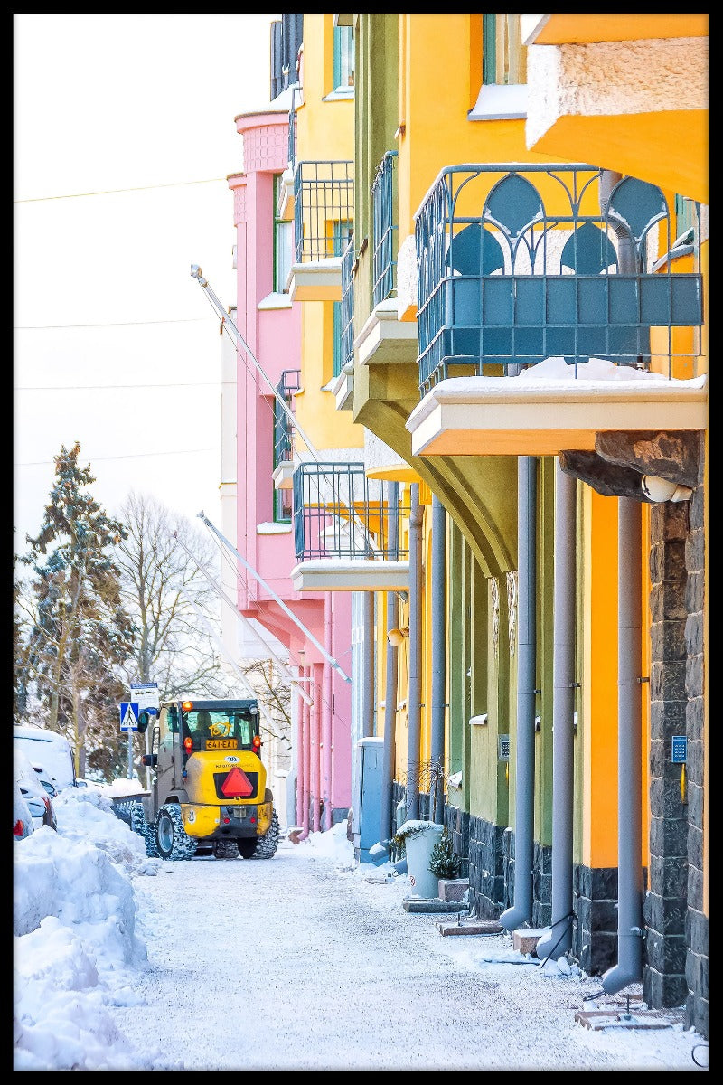 De winterstraatposter van Helsinki