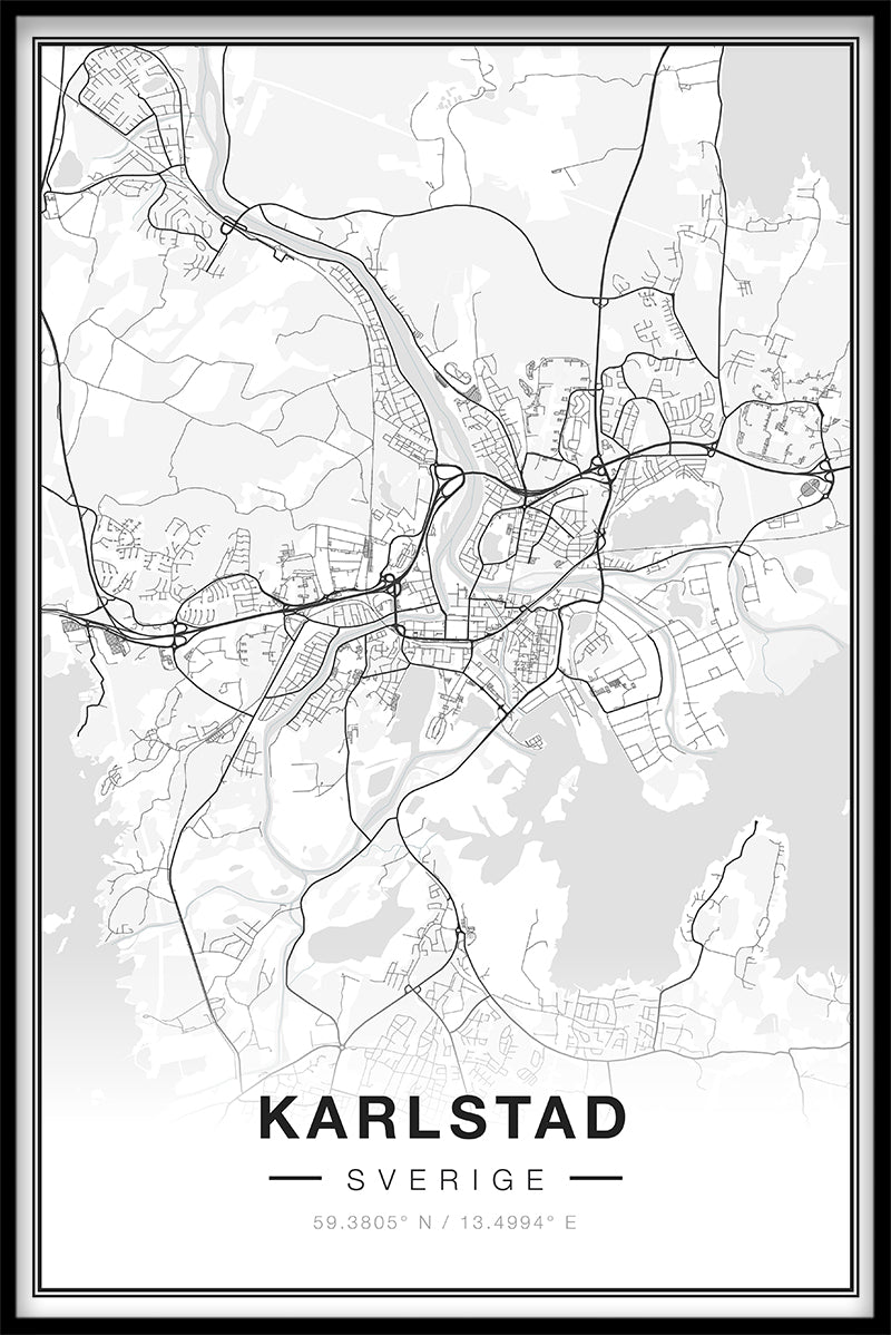 Posters met de kaart van Karlstad