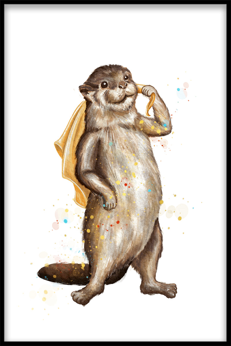 Bever illustratie poster