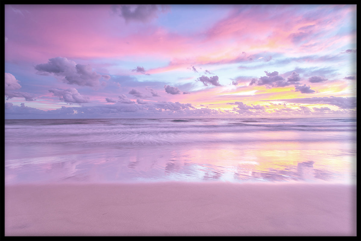 Strand roze zonsondergang poster