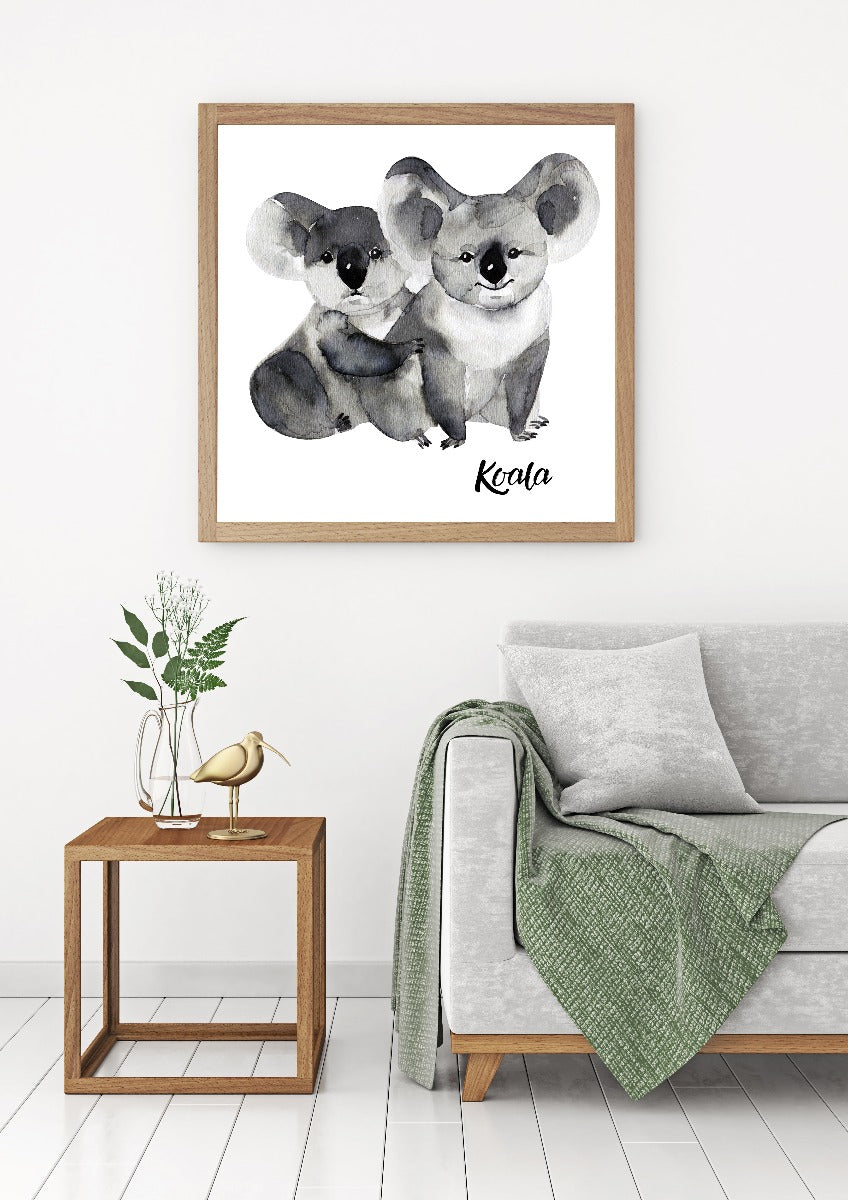 Koala houdt van aquarel poster