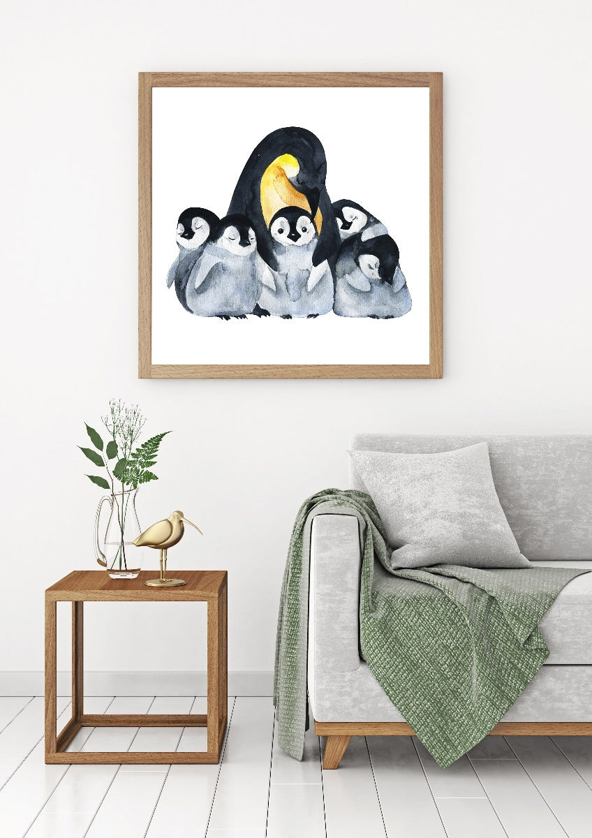 Pinguïn familie aquarel poster