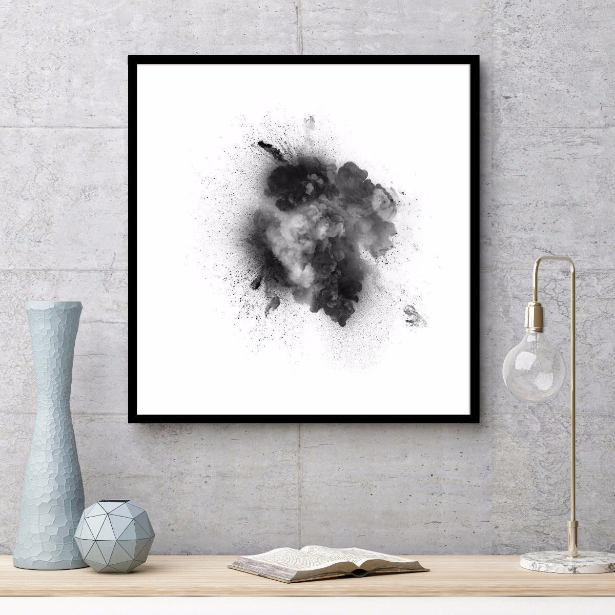 Zwarte explosie illustratie poster