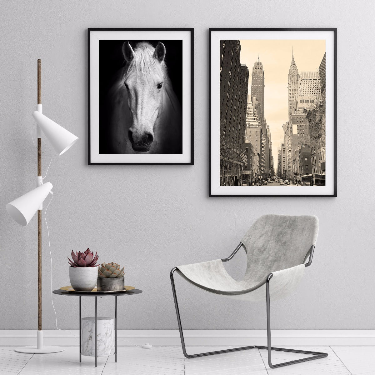 Witte paard portret poster