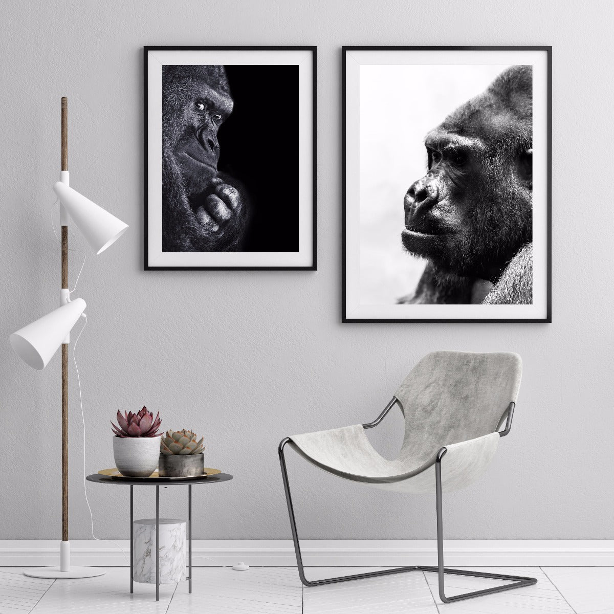 Gorilla Portret zwart-wit poster