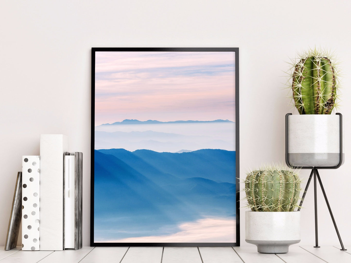 Zonnestralen op de bergposter
