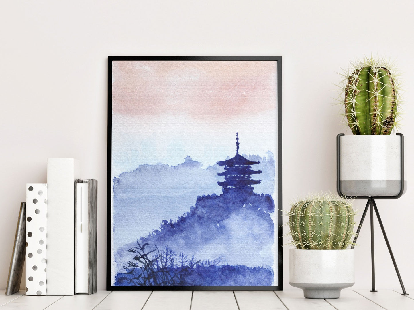 Aquarel Japanse tempel bos poster