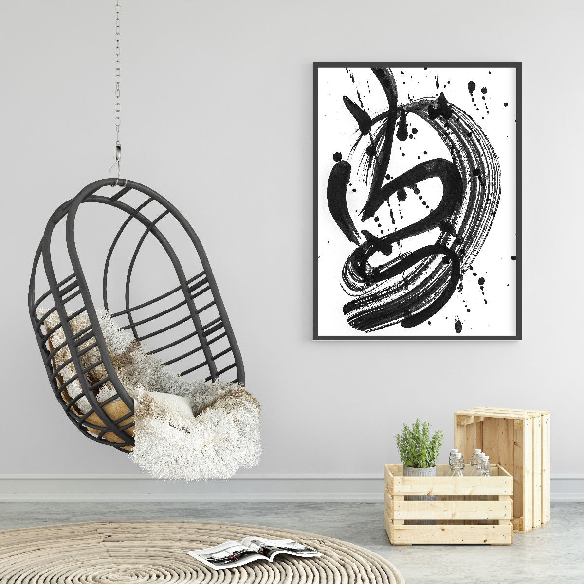 Abstracte penseelstreken poster