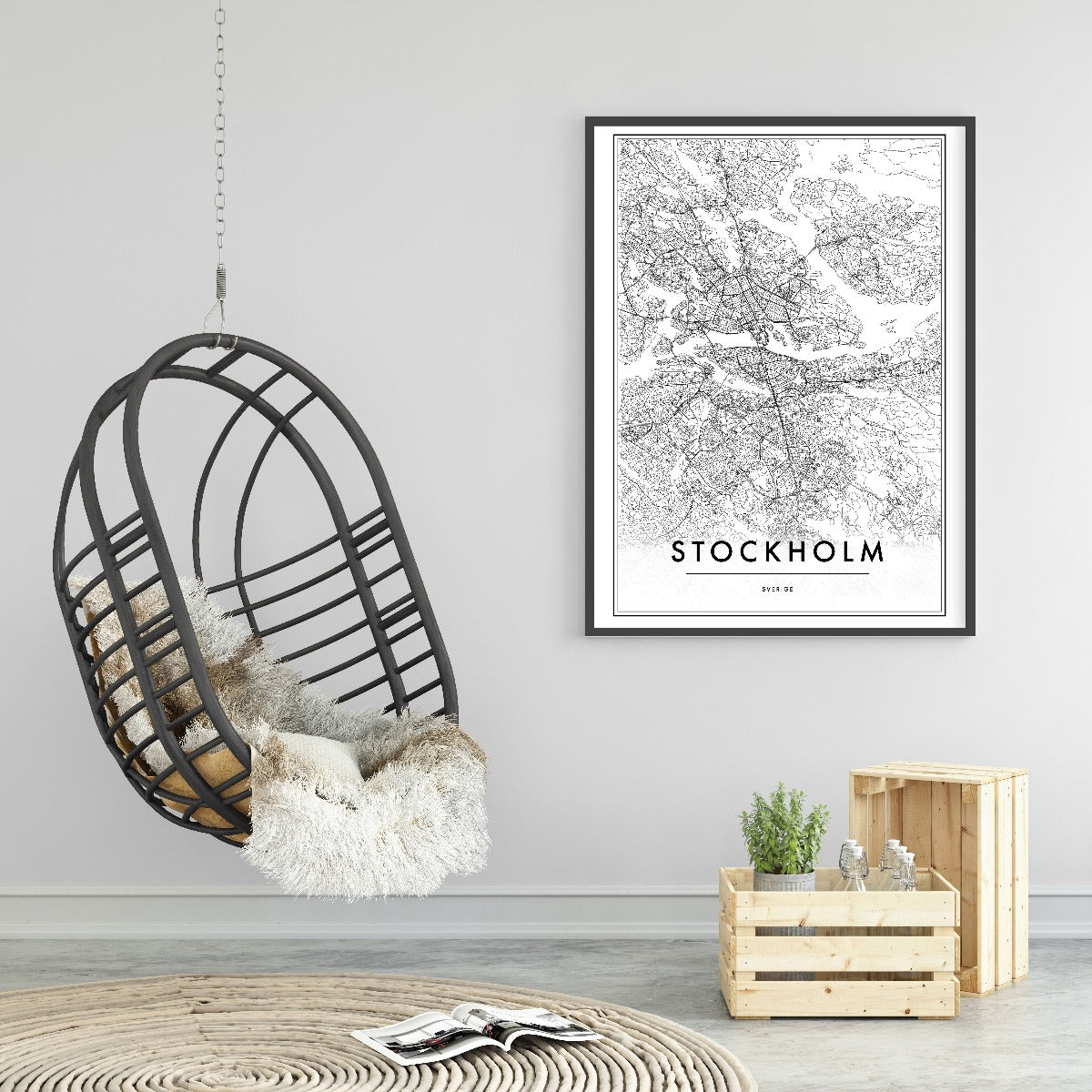 Posters met de kaart van Stockholm