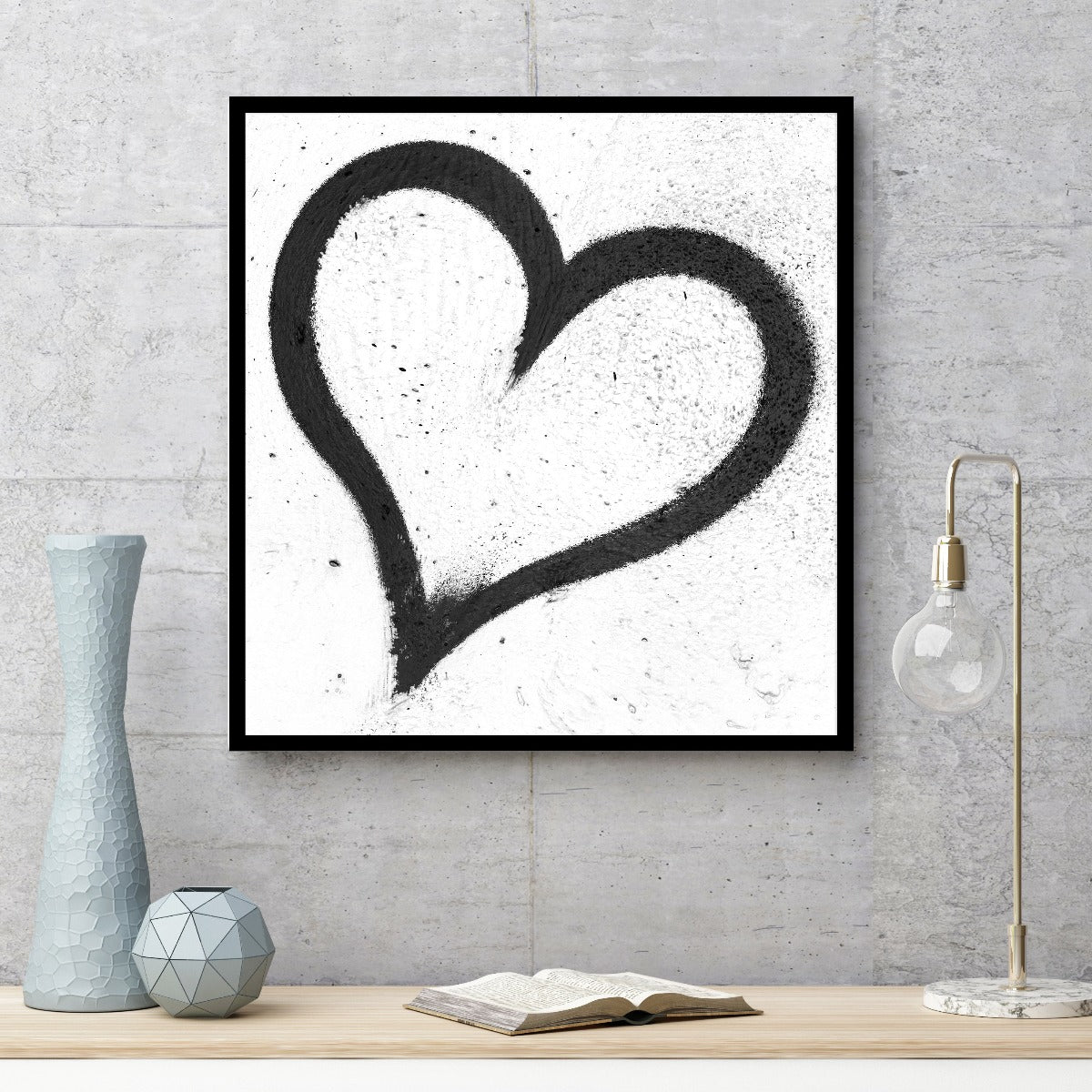 Zwarte Grunge hart poster