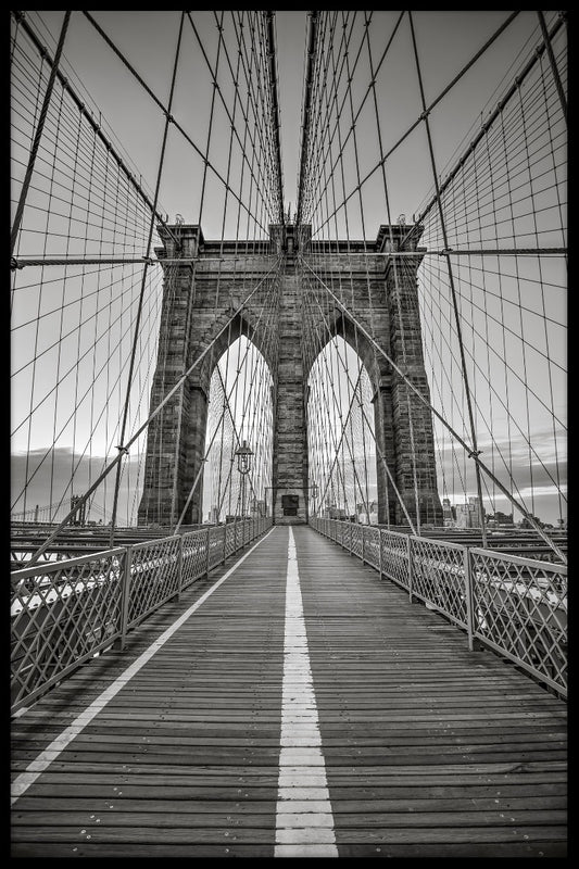  Monochromatische poster van de Brooklyn Bridge