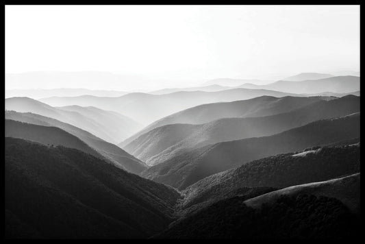  Rustige bergen zwart-wit poster
