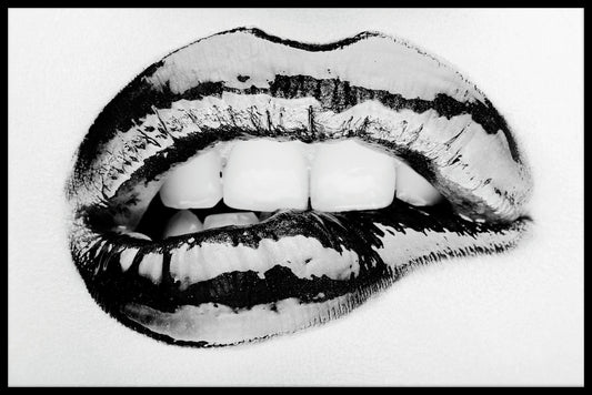  Abstracte lippen zwart-wit poster