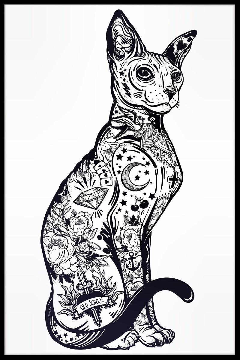  Kat Sphynx illustratie poster
