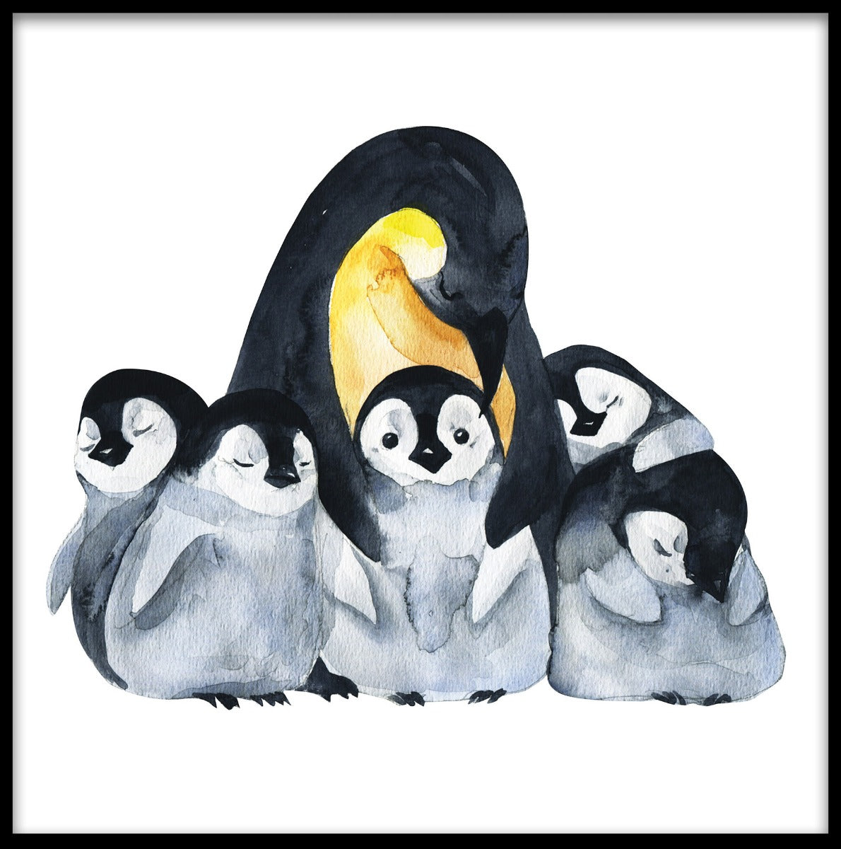  Pinguïn familie aquarel poster
