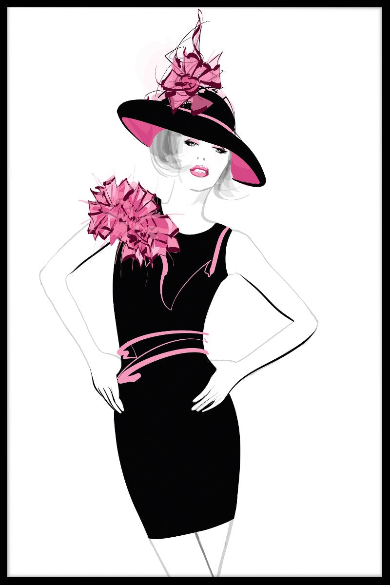  Mode vrouw met zwarte hoed poster