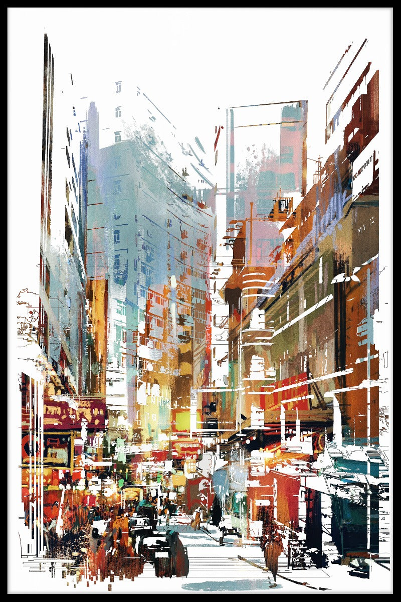  Aquarel moderne stadsgezicht poster