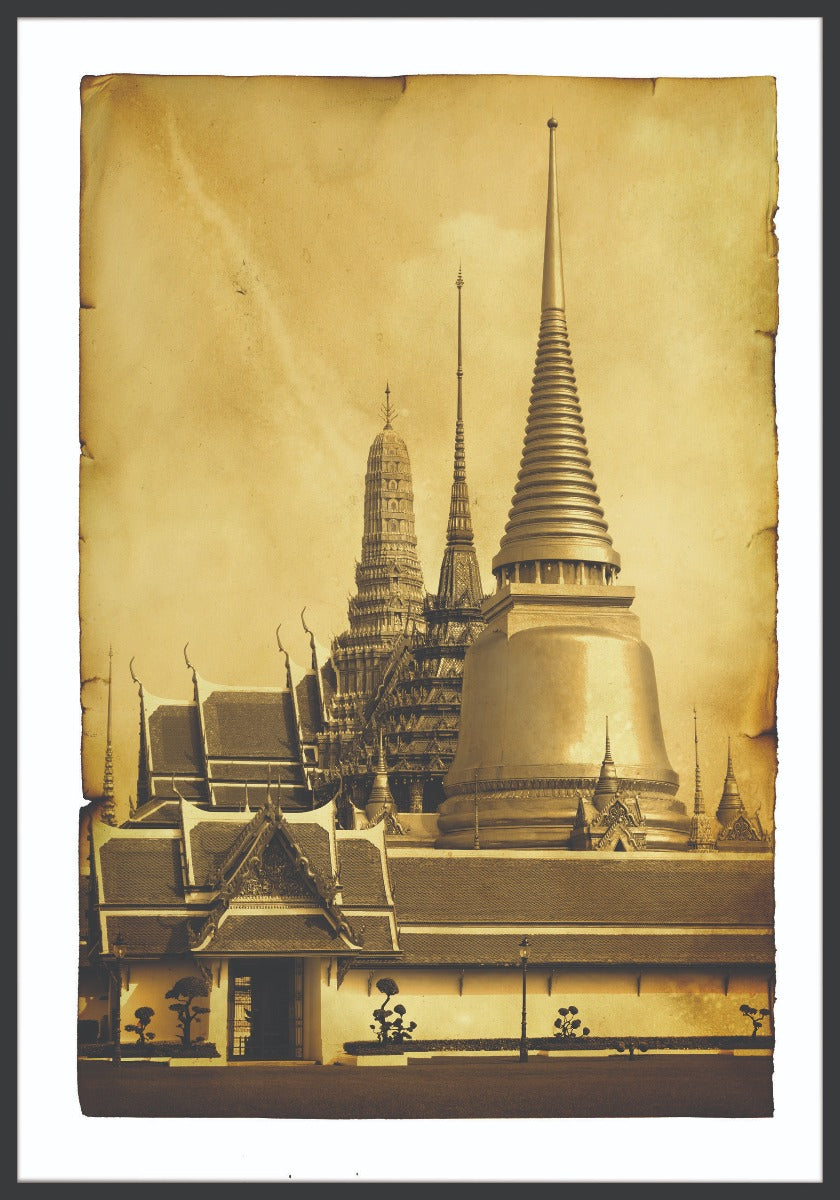  De tempel vintage poster van Bangkok