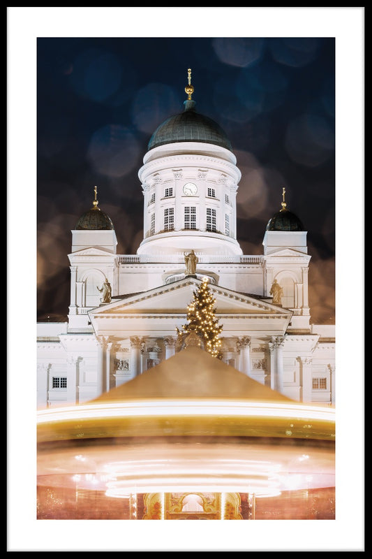 posters De Kathedraal van Helsinki bij nacht