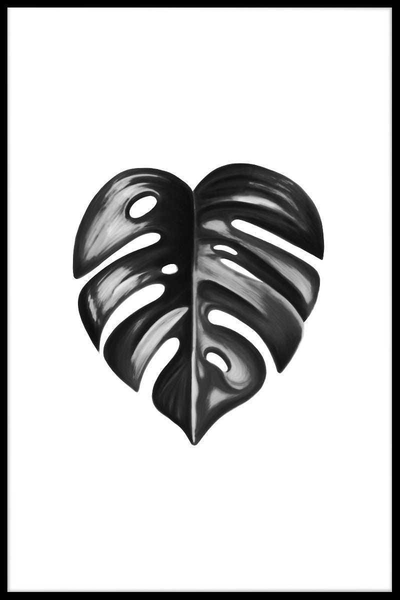  Zwarte Monstera Leaf-poster
