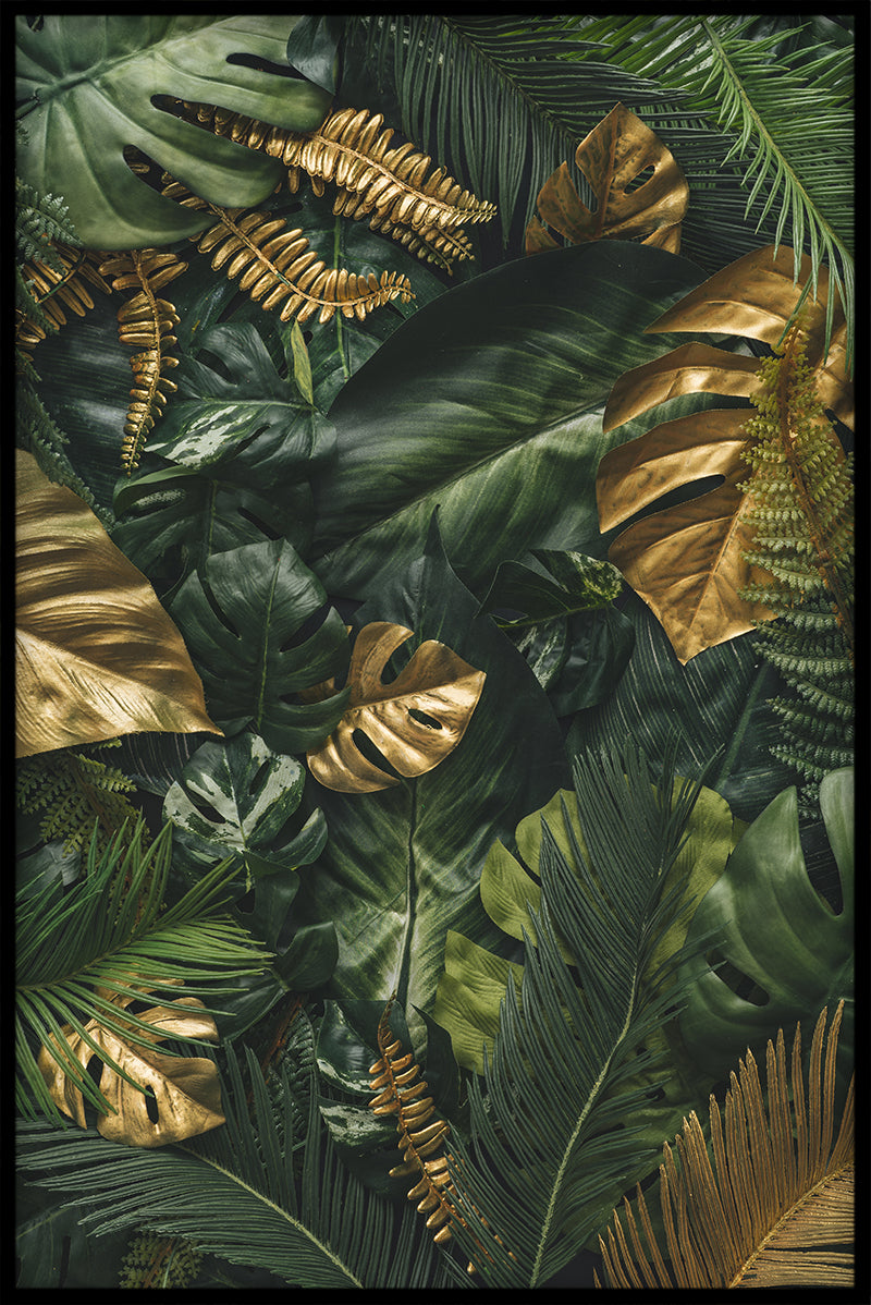  Gouden groene tropische poster