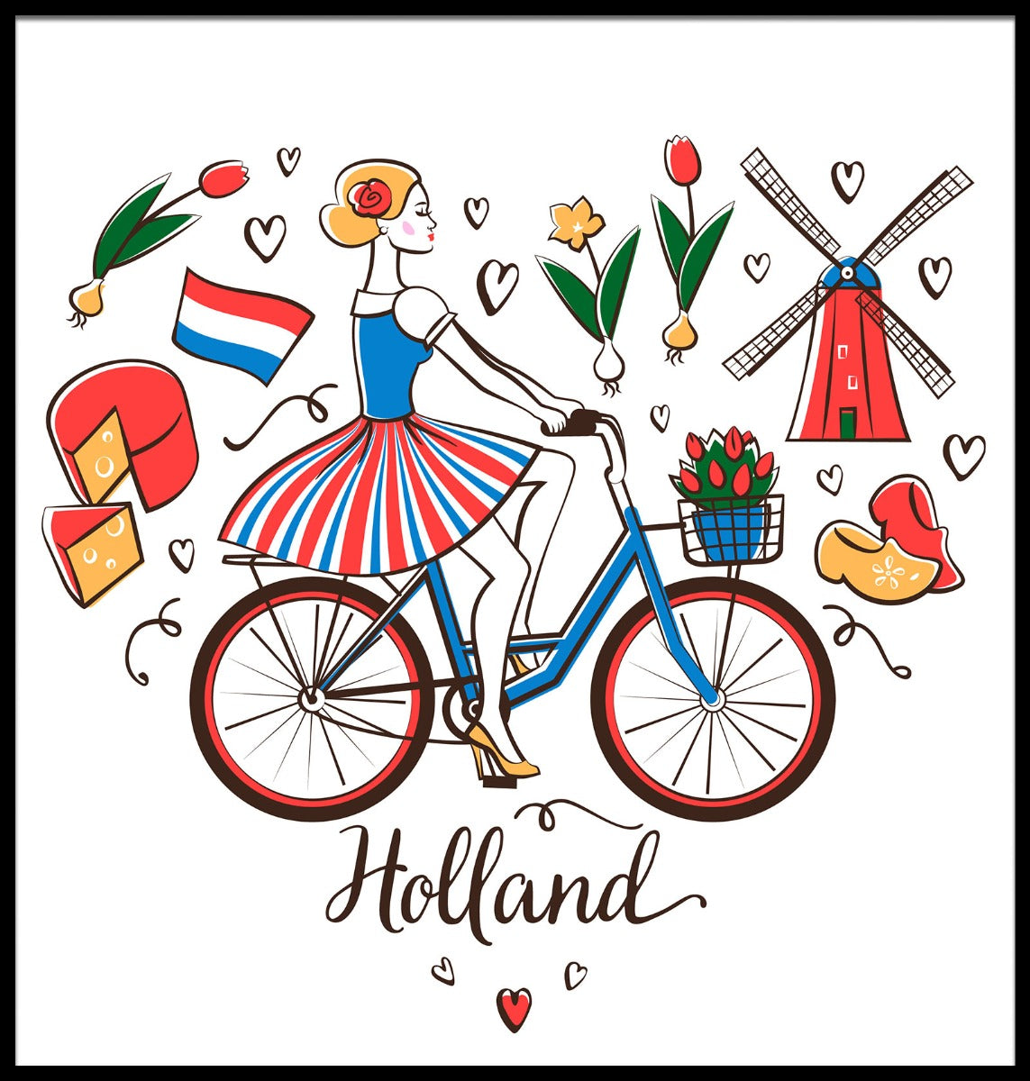  Fiets Holland Illustratie poster