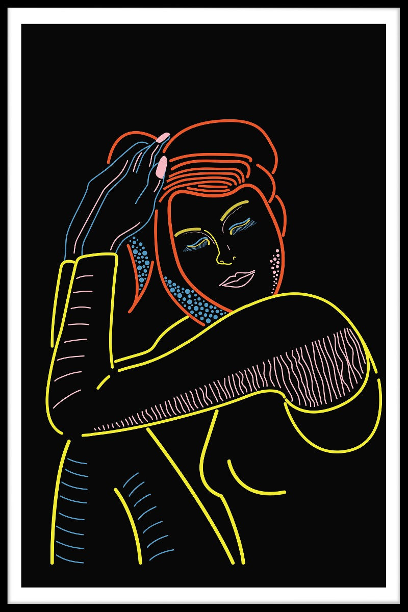  Vrouw kleur lijn kunst poster